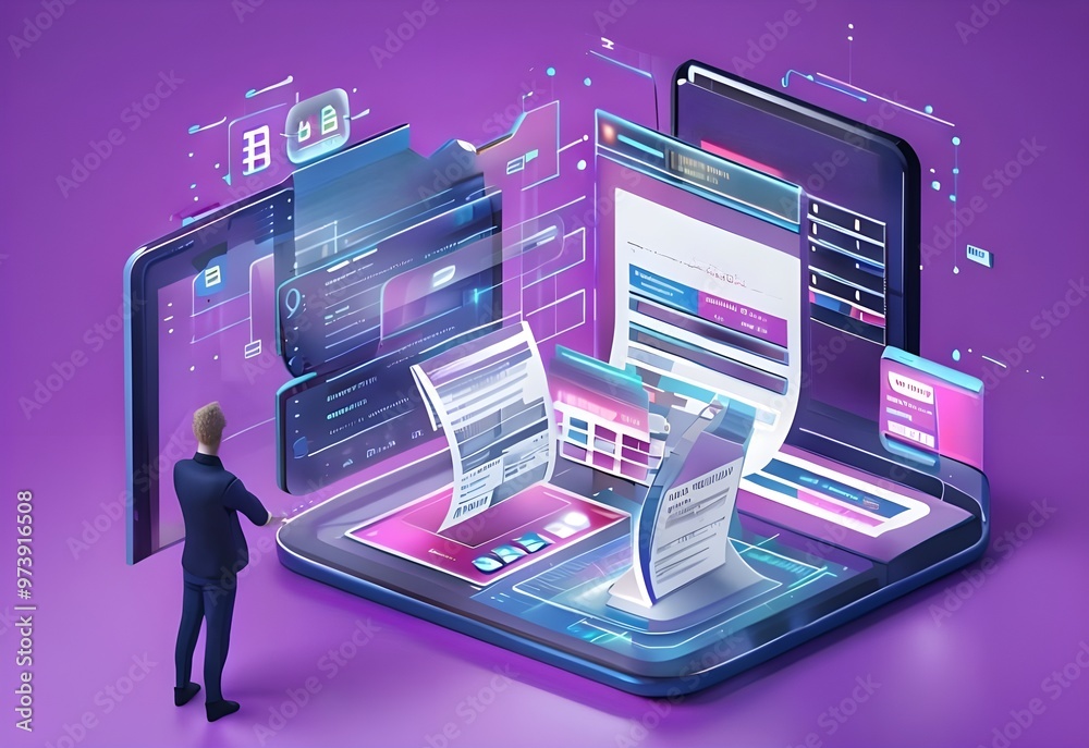 Leinwandbilder digital documents created using future world technology. automated invoice and receipt management co
