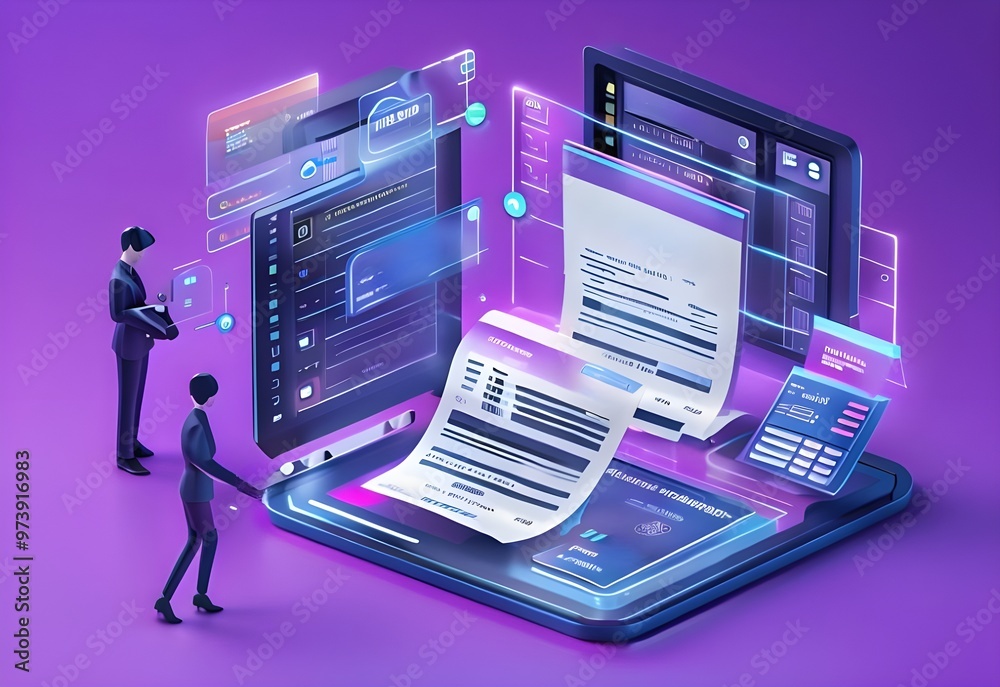 Leinwandbilder digital documents created using future world technology. automated invoice and receipt management co