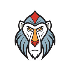 Mandrill monkey face logo style illustration