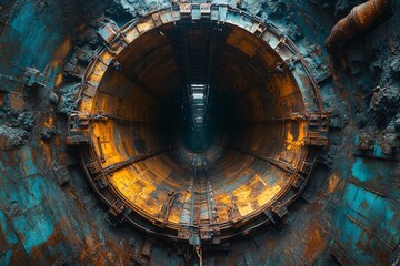 Industrial Tunnel  Rusty Metal  Abstract Architecture  Futuristic Design