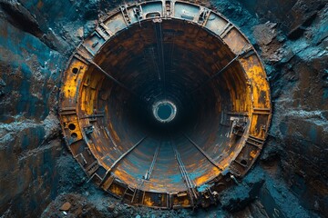 Obraz premium Rusty Tunnel Entrance Industrial Background