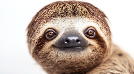 Fototapeta premium Close Up Portrait of a Sloth with Big Brown Eyes