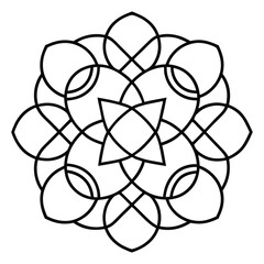 A geometric ornament design with interlocking squares and circles creates a balanced pattern.