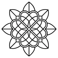 A geometric ornament design with interlocking squares and circles creates a balanced pattern.