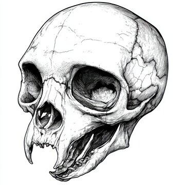 recommend clip art: Black and white Vintage engraved art of a budgie skull, isolated on white background, ink sketch illustration, simple vector art design, highly detailed line art, high contrasty 