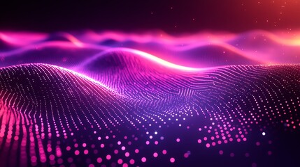 Abstract digital art with glowing lines and particles in a vibrant blue and red color scheme.
