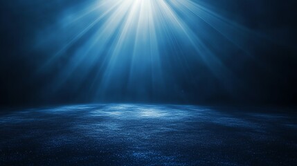 Abstract blue spotlight shining on textured surface.