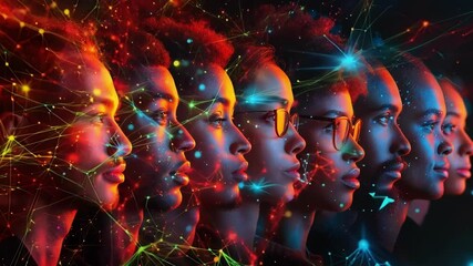 Diverse group of young professionals collaborate in a futuristic setting symbolizing global finance and technology, exuding confidence and hope for a bright future - Powered by Adobe