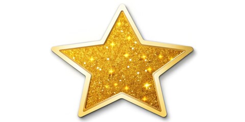 Obraz premium A shiny gold star sticker with a playful design and bright sparkles, isolated on a white background, perfect