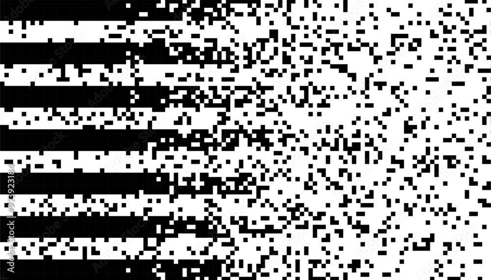 Poster black and white pixel effect transition pattern. smooth motion with disappear effect. vector format 