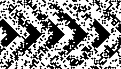 Fototapeta premium Black and white abstract pixel effect pattern with sharp arrows shape. For sporty background and jersey design. Fully editable vector element 