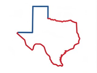 A simple, bold, and iconic outline illustration of the state of Texas, showcasing its distinctive shape and borders,
