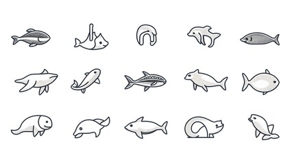 Obraz premium A Set of Hand-Drawn Sketches Depicting Various Marine Creatures
