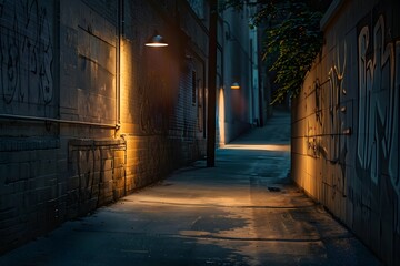 Obraz premium Nighttime Alleyway with Graffiti