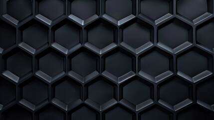 Fototapeta premium Hexagonal Elegance, an abstract black texture featuring intricate hexagonal patterns, showcases a captivating blend of modern design and minimalism, perfect for various digital applications.