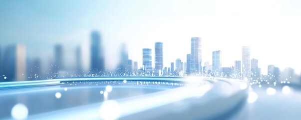 A serene city skyline with a futuristic design and soft bokeh effect, symbolizing innovation and urban development.