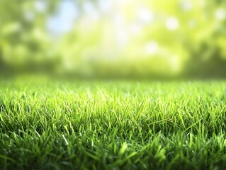 Fototapeta premium Close-up of Lush Green Grass Blades with Blurred Background