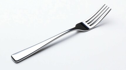Bright and Polished Stainless Steel Fork on White Background - High Clarity and Detail Shot with Sony Alpha A7 III