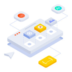 An isometric icon of custom coding coding, interface, layout, development, programming, website, webpage, site, isometric, icon, vector, 