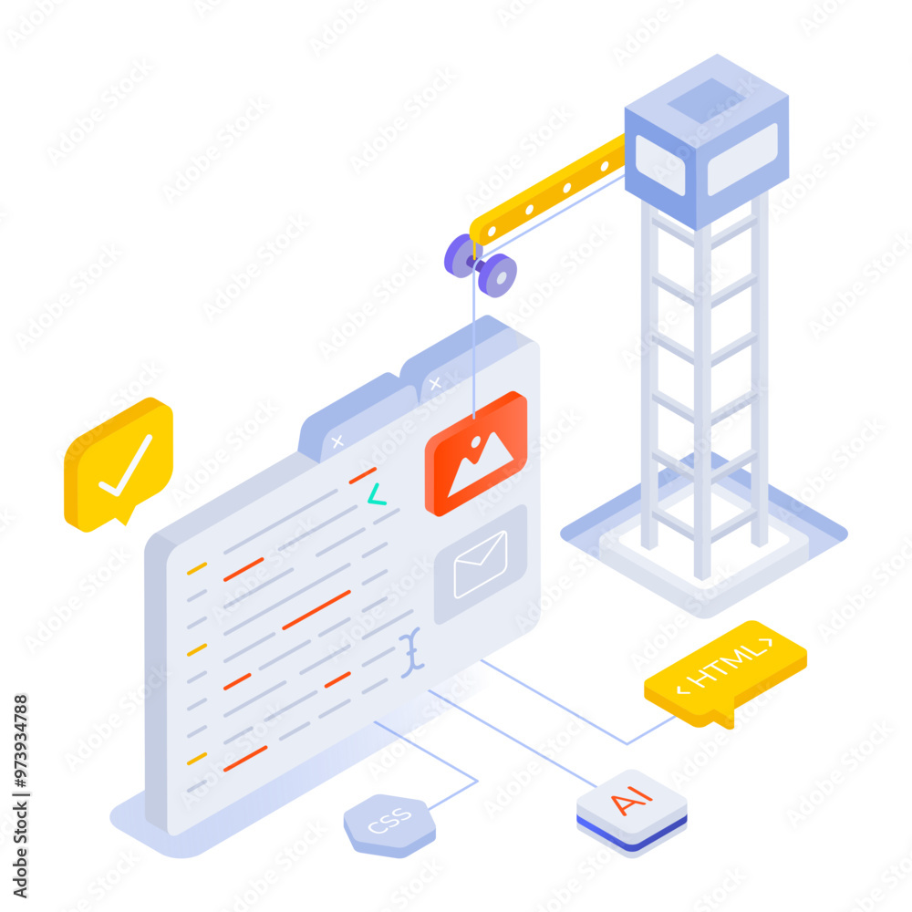 Canvas Prints site development icon in isometric style