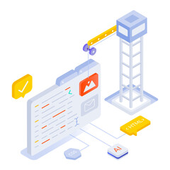 Site development icon in isometric style 