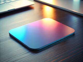 A sleek, modern business card with rounded corners and a subtle gradient effect, lying on a clean, minimalist