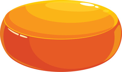 This illustration of a whole cheese wheel with a shiny surface is perfect for projects related to food and dairy products