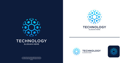 Technology connection logo. Abstract geometric modern symbol logo.