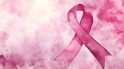watercolor breast cancer awareness pink ribbon background,generative ai