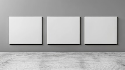 Floating whiteboards in parallel, contrasting gray background, clean and polished surfaces, subtle lighting, modern design showcase, photorealistic 3D mockup