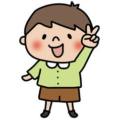 ピースをする子供（男の子2）