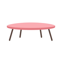 Pink circle table vector illustration, simple round furniture table clip art