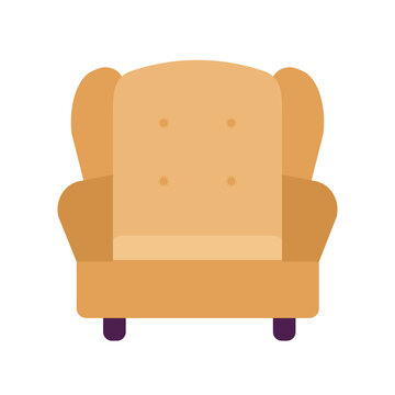 recommend clip art: Single seater sofa flat illustration, 1 one seater sofa chair, brown armchair or loveseat clip art, isolated on white background
                    