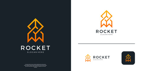 Abstract rocket logo design inspiration.