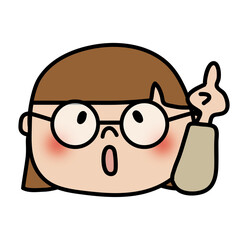 上を指さす眼鏡の女の子