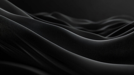 Obraz premium Black satin fabric flowing and forming elegant waves soft silk fabric