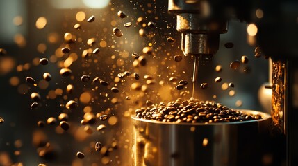 Capturing the Energetic Dance of Coffee Beans: High-Speed Coffee Grinder in Action