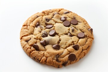 A chocolate chip cookie isolated on a white background