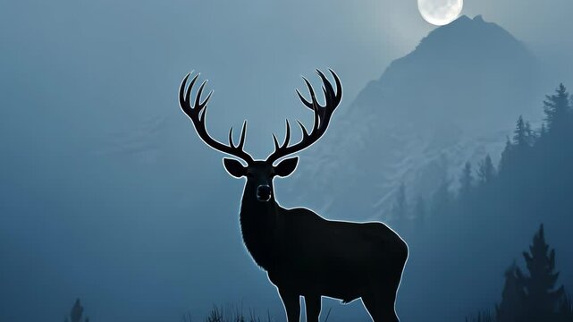 Majestic Elk Under the Moonlight