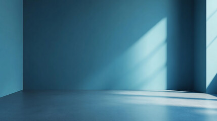 Dark street with wet asphalt and reflections of rays Abstract blue room background with special lighting