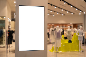 Mockup Blank LED screen or Digital Display at Fashions Store in shopping mall