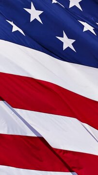 Close up of the US Flag blowing in the breeze.