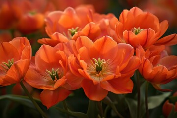 Close-up of Vibrant Orange Tulips