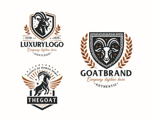 Set bundle retro badge vintage goat tattoo for business company 