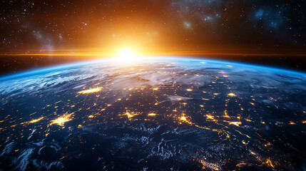 Obraz premium Global communication network around planet Earth the earth from space