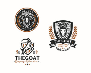 Obraz premium Set bundle retro badge vintage goat tattoo for business company 