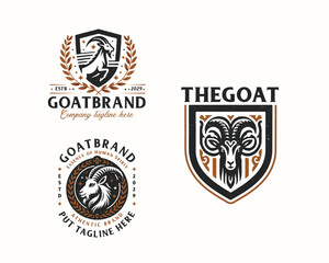 Naklejka premium Set bundle retro badge vintage goat tattoo for business company 