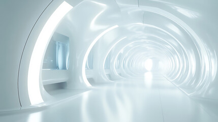 Obraz premium Futuristic White Tunnel with Glowing Lines 
