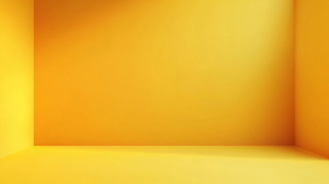 Empty yellow room with platform displaying minimal background