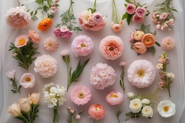 Pastel Floral Collection on Sheer Background for Elegant Decor